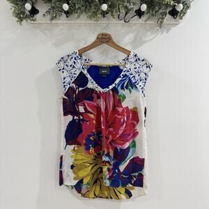 Anthropologie Floral Eclectic Silk Watercolor Blouse LB Size 0